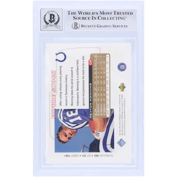 Peyton Manning Signed 1998 Upper Deck UD3 #181 Rookie Card | Beckett 10