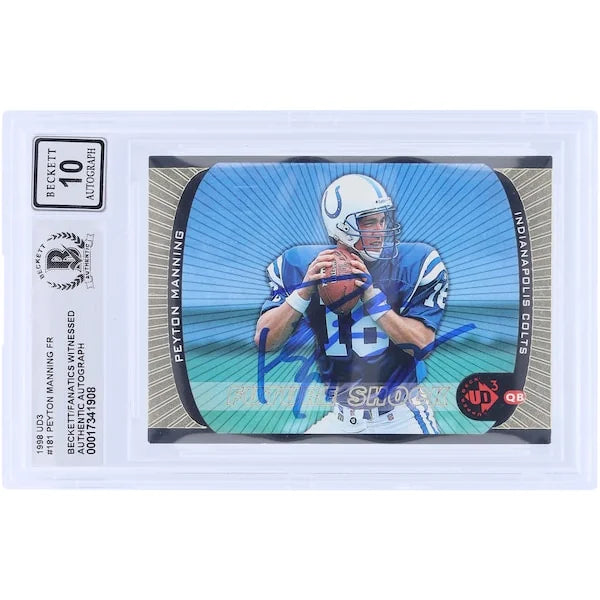 Peyton Manning Signed 1998 Upper Deck UD3 #181 Rookie Card | Beckett 10