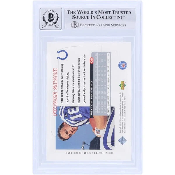 Peyton Manning Signed 1998 Upper Deck UD3 #91 Rookie Card | Beckett Graded 10