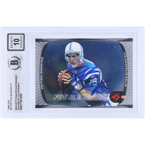 Peyton Manning Signed 1998 Upper Deck UD3 #91 Rookie Card | Beckett Graded 10