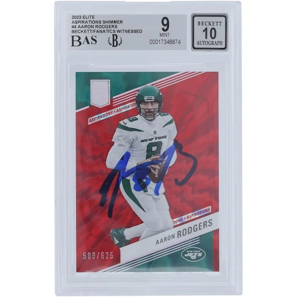 Aaron Rodgers Signed 2023 Panini Donruss Elite Aspirations Shimmer #4 | Beckett 9