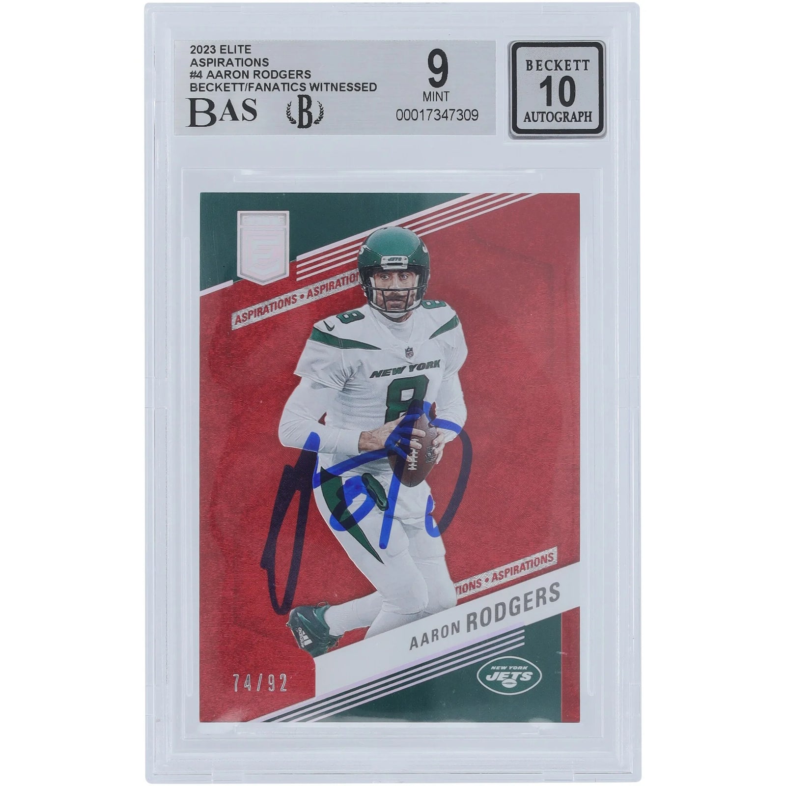Aaron Rodgers Signed 2023 Panini Donruss Elite Aspirations #4 #/92 | Beckett 9