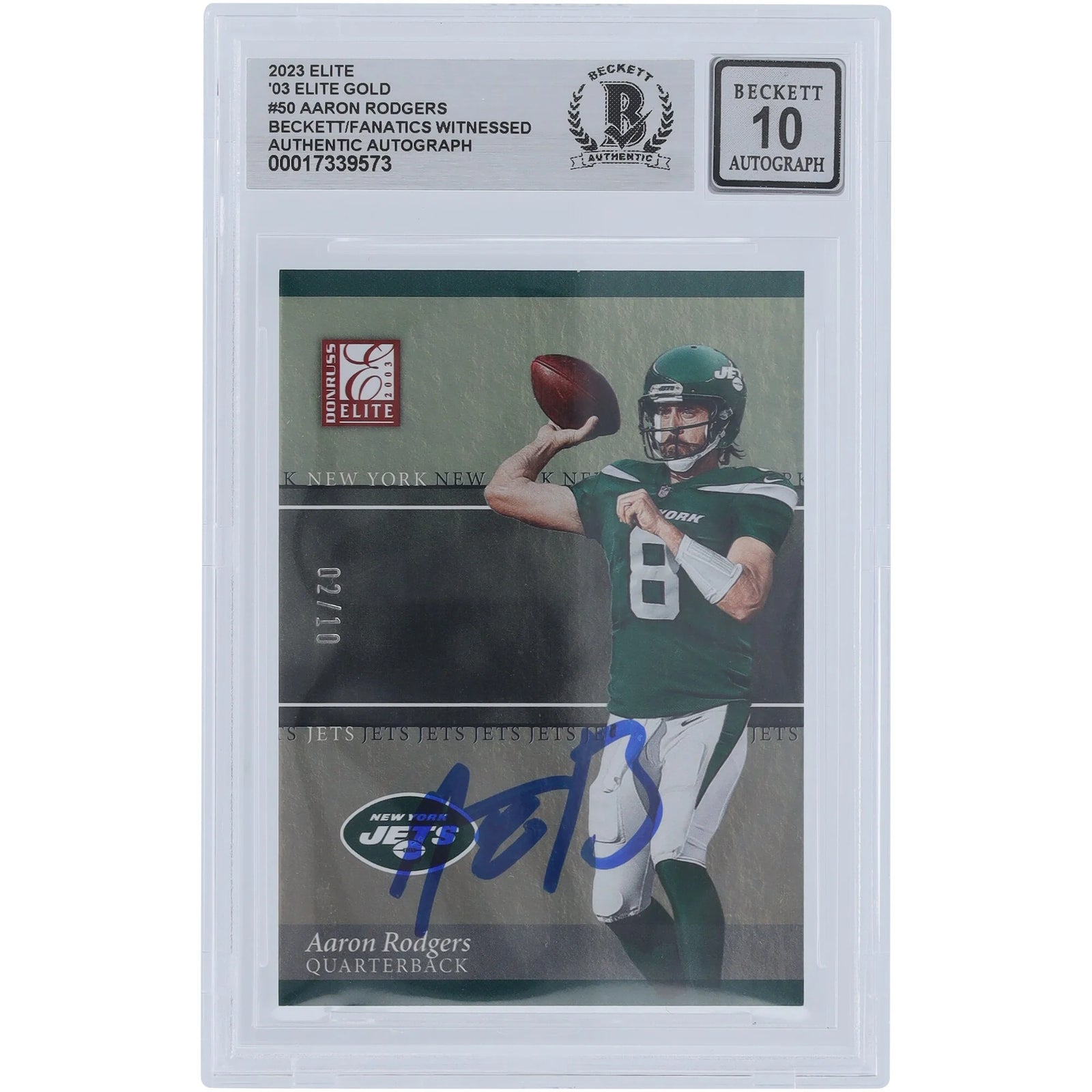 Aaron Rodgers Signed 2023 Panini Donruss Elite Gold #50 Card | #/10 Beckett