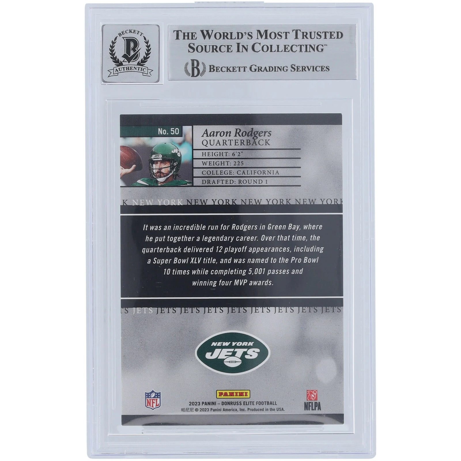 Aaron Rodgers Signed 2023 Panini Donruss Elite Gold #50 Card | #/10 Beckett