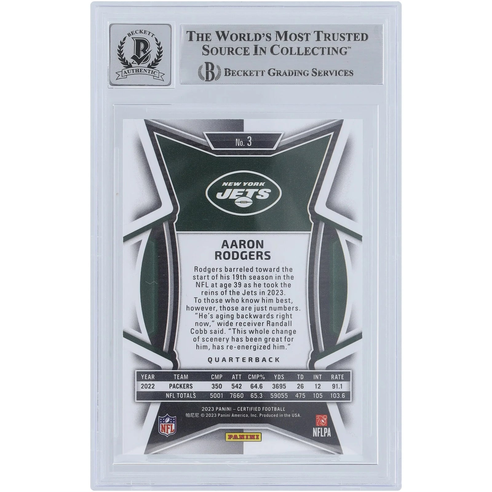 Aaron Rodgers Signed 2023 Panini Certified Mirror Bronze #3 Card | Graded 10