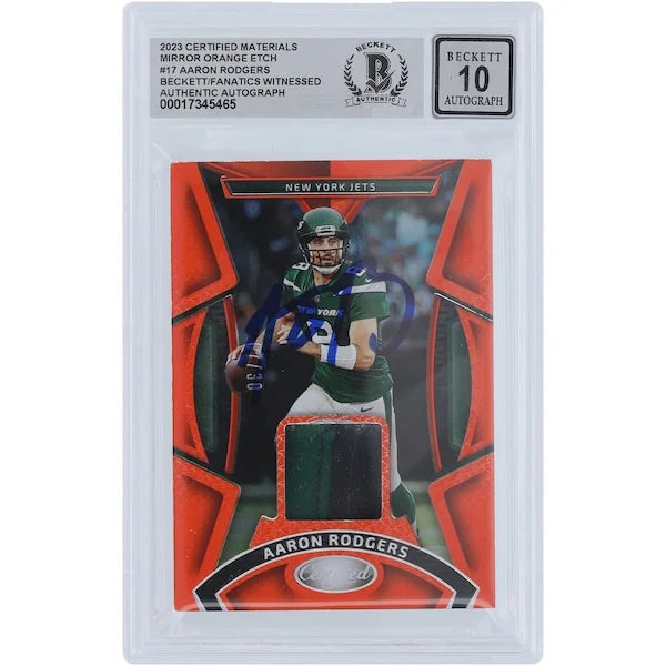 Aaron Rodgers Signed 2023 Panini Certified Materials Mirror Orange Etch Card | Graded 10