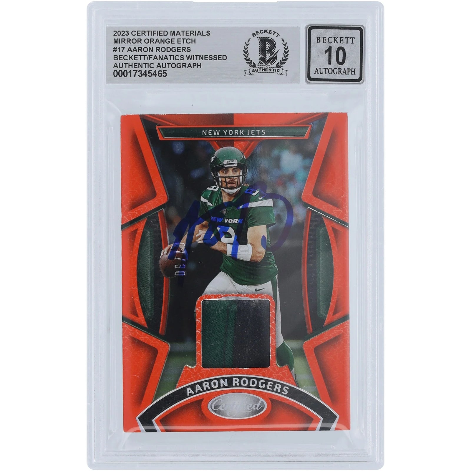 Aaron Rodgers Signed 2023 Panini Certified Materials Mirror Orange Etch Card | Graded 10