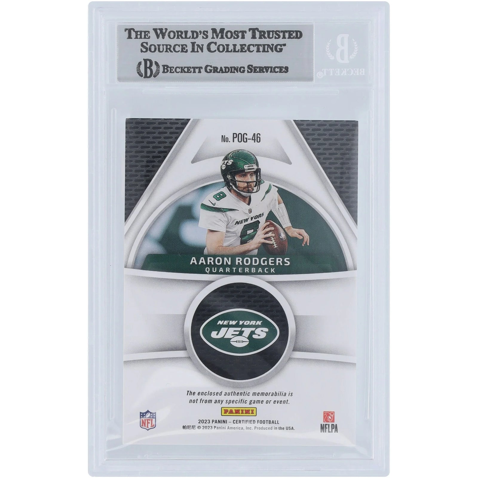 Aaron Rodgers Signed 2023 Panini Certified Piece of the Game Red Relic Card | Beckett Auth