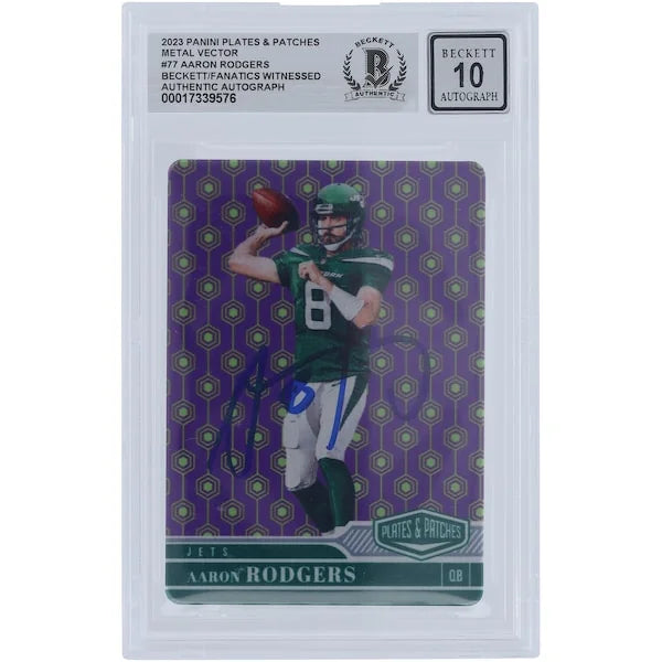 Aaron Rodgers Signed 2023 Panini Plates & Patches Metal Vector #77 Card | #/35