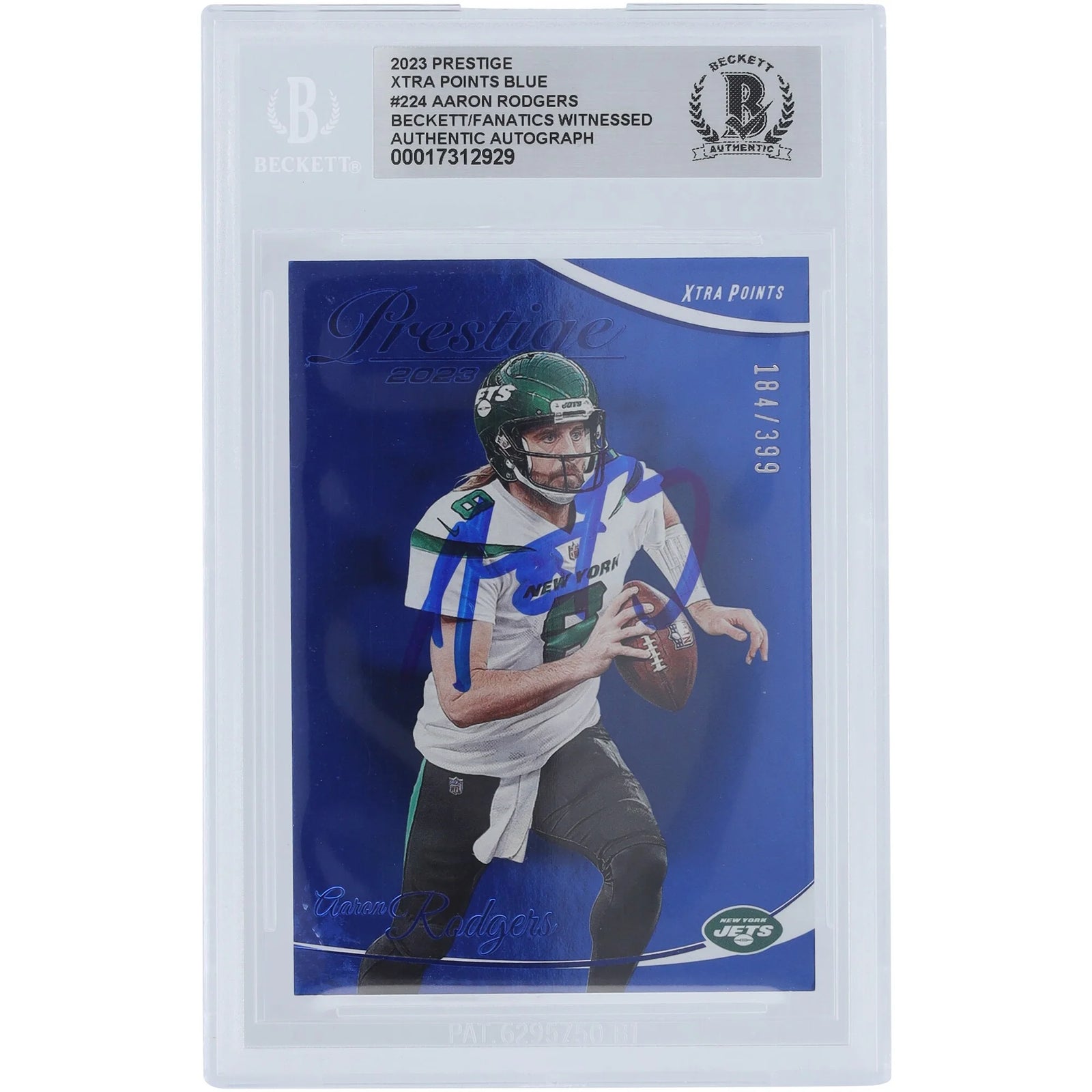 Aaron Rodgers Signed 2023 Panini Prestige Xtra Points Blue Card #224 #/399