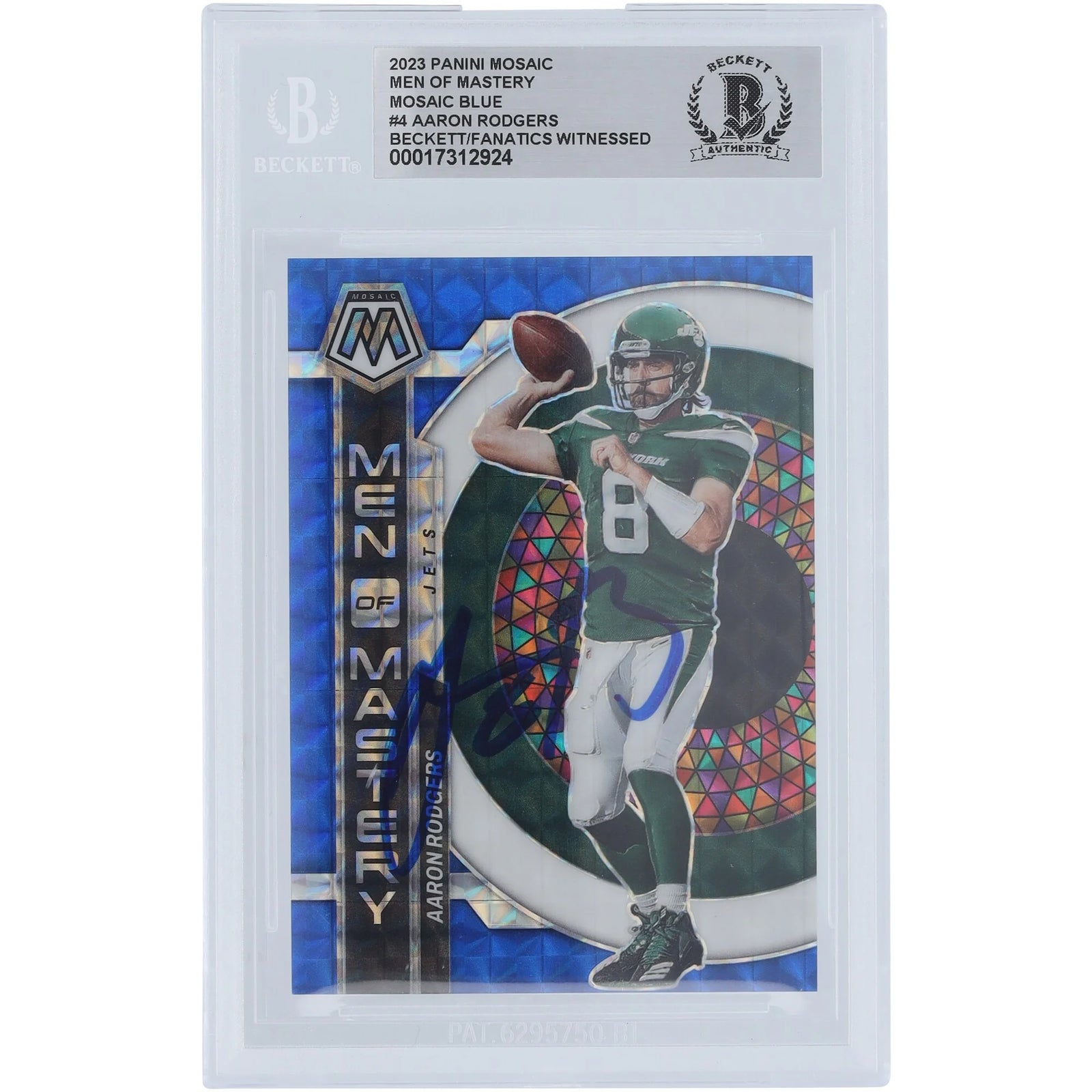 Aaron Rodgers Signed 2023 Panini Mosaic Men of Mastery Card | #/99 Blue Mosaic
