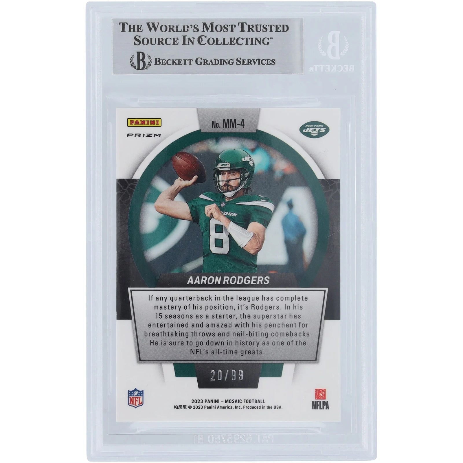 Aaron Rodgers Signed 2023 Panini Mosaic Men of Mastery Card | #/99 Blue Mosaic