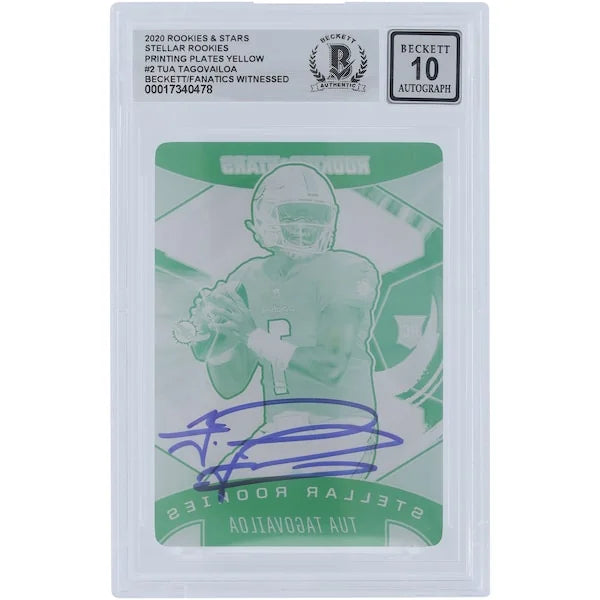 Tua Tagovailoa Signed 2020 Panini Rookies & Stars Rookie #1 Card | Yellow Printing Plate 1