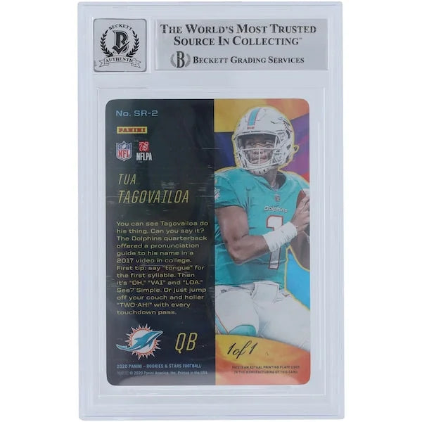 Tua Tagovailoa Signed 2020 Panini Rookies & Stars Rookie #1 Card | Yellow Printing Plate 1