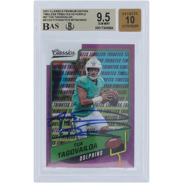 Tua Tagovailoa Signed 2021 Panini Classic Purple #67 Card | Graded 9.5