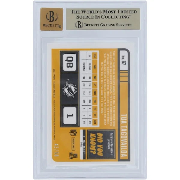 Tua Tagovailoa Signed 2021 Panini Classic Purple #67 Card | Graded 9.5