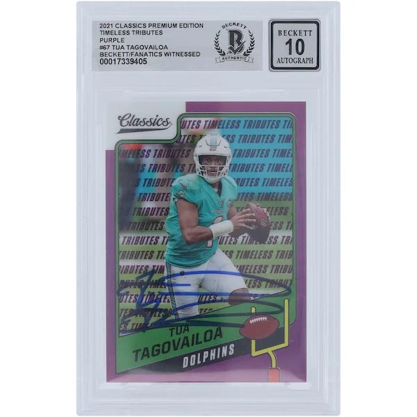 Tua Tagovailoa Signed 2021 Panini Classic Purple #67 Card | Beckett 10 #/35