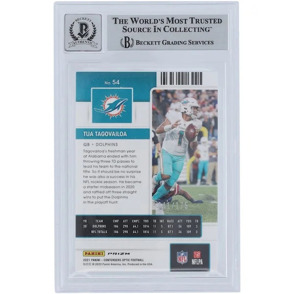 Tua Tagovailoa Signed 2021 Panini Contenders Optic Red #54 | Beckett 9