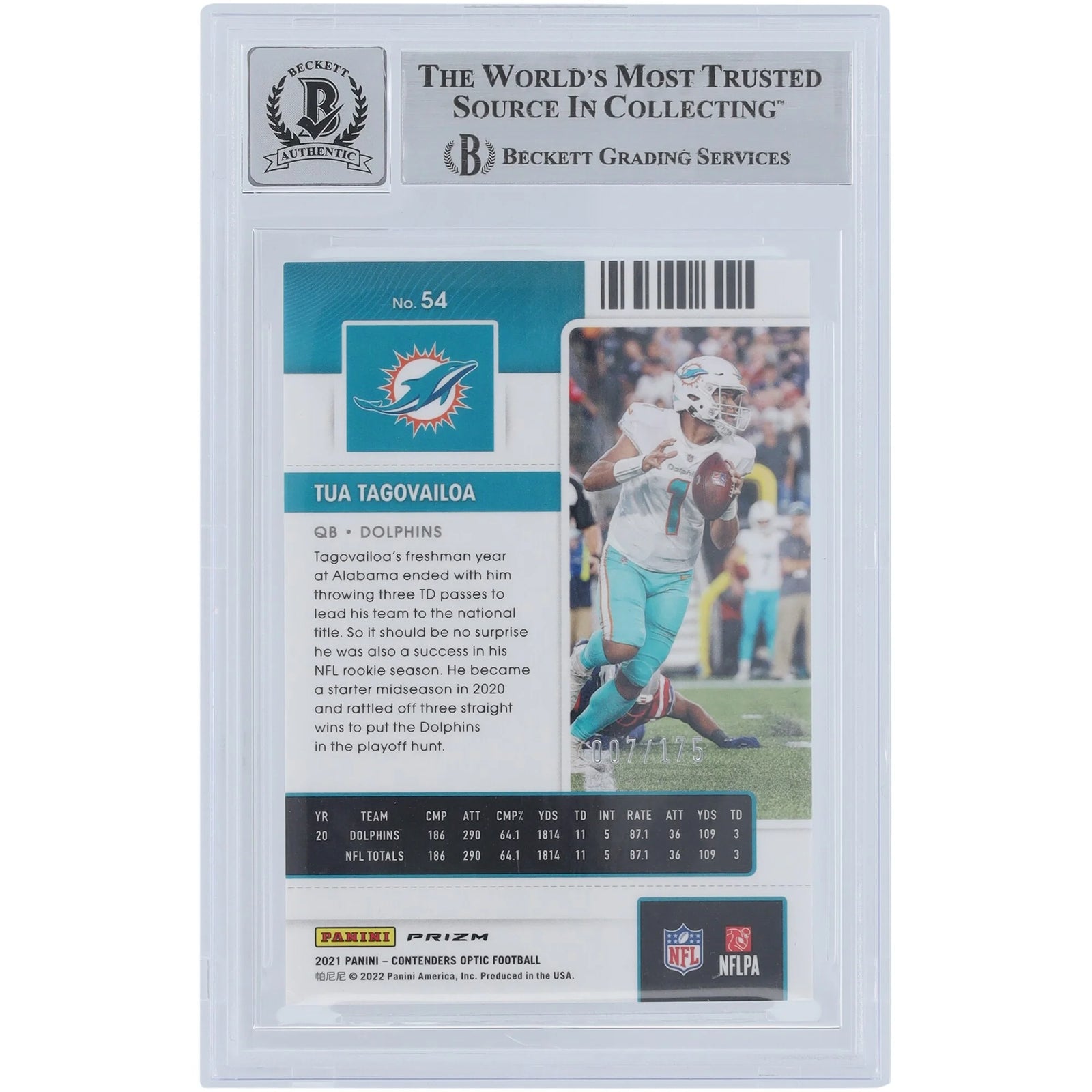 Tua Tagovailoa Signed 2021 Panini Contenders Optic Red #54 | Graded 10