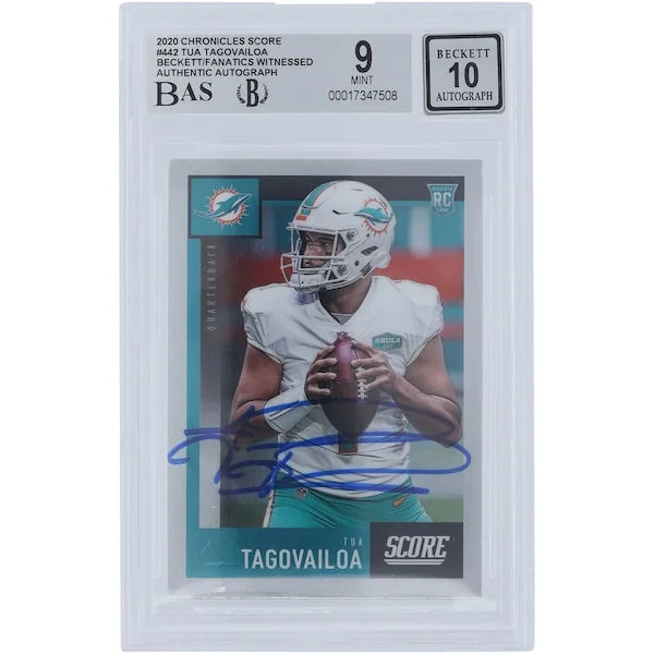 Tua Tagovailoa Signed 2020 Panini Chronicles Score #442 Rookie Card | Beckett 9