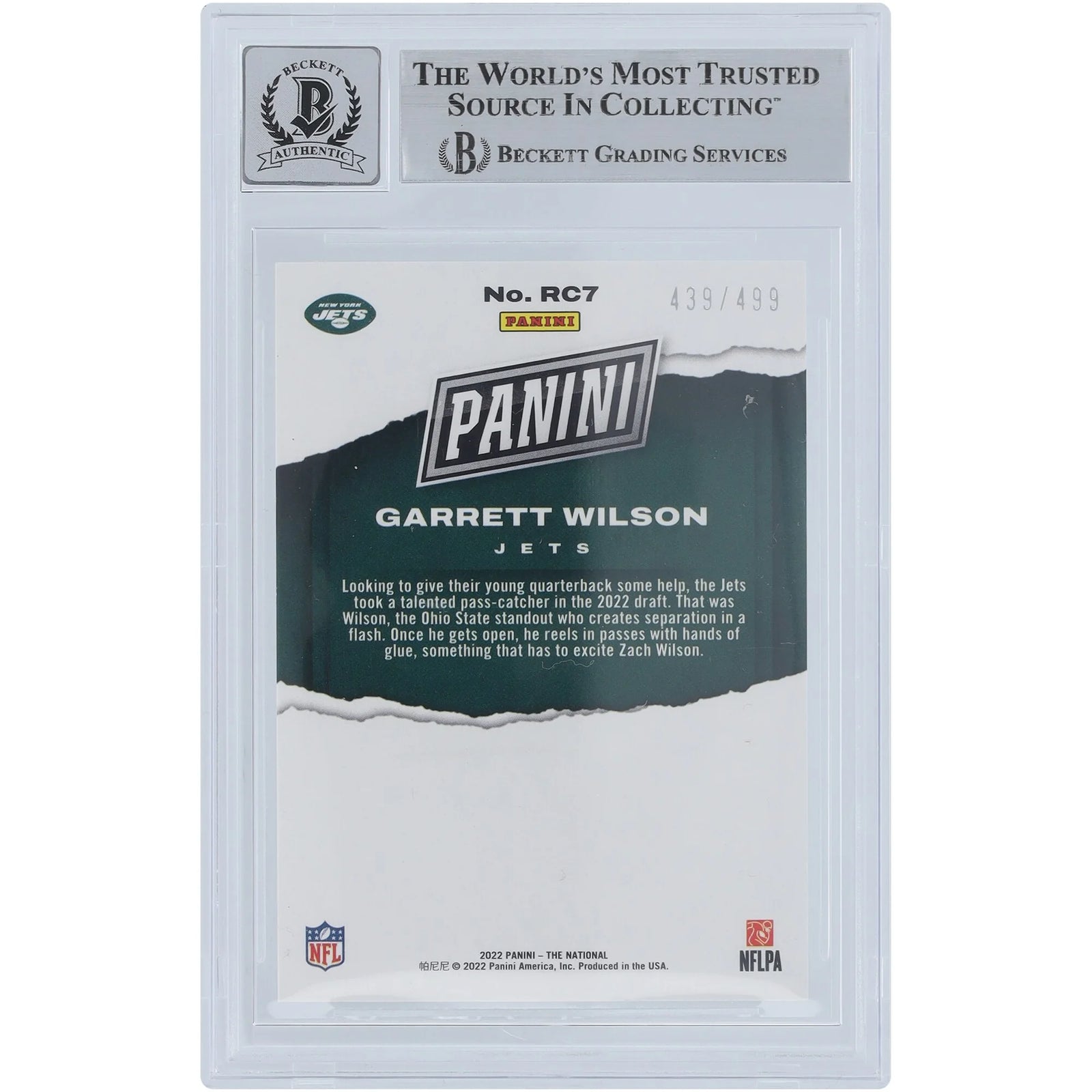 Garrett Wilson Signed 2022 Panini The National Rookie Card | #RC7 /499