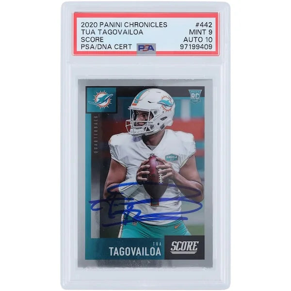 Tua Tagovailoa Signed 2020 Panini Chronicles Score #442 Rookie Card | PSA 9