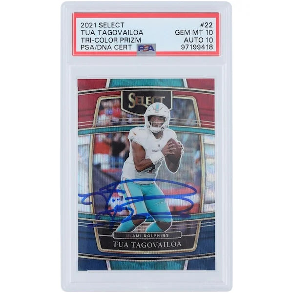 Tua Tagovailoa Signed 2021 Panini Select Tri-Color #22 | PSA 10