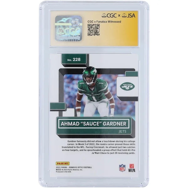 Ahmad Gardner Signed 2022 Panini Donruss Optic #228 Rookie Card | CGC 10