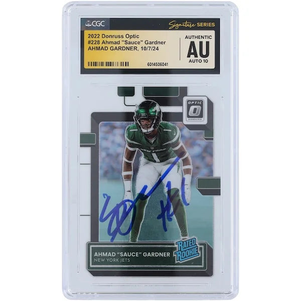 Ahmad Sauce Gardner New York Jets Autographed 2022 Panini Donruss Optic #228 CGC Fanatics Witnessed Authenticated Auto 10 Rookie Card - F2