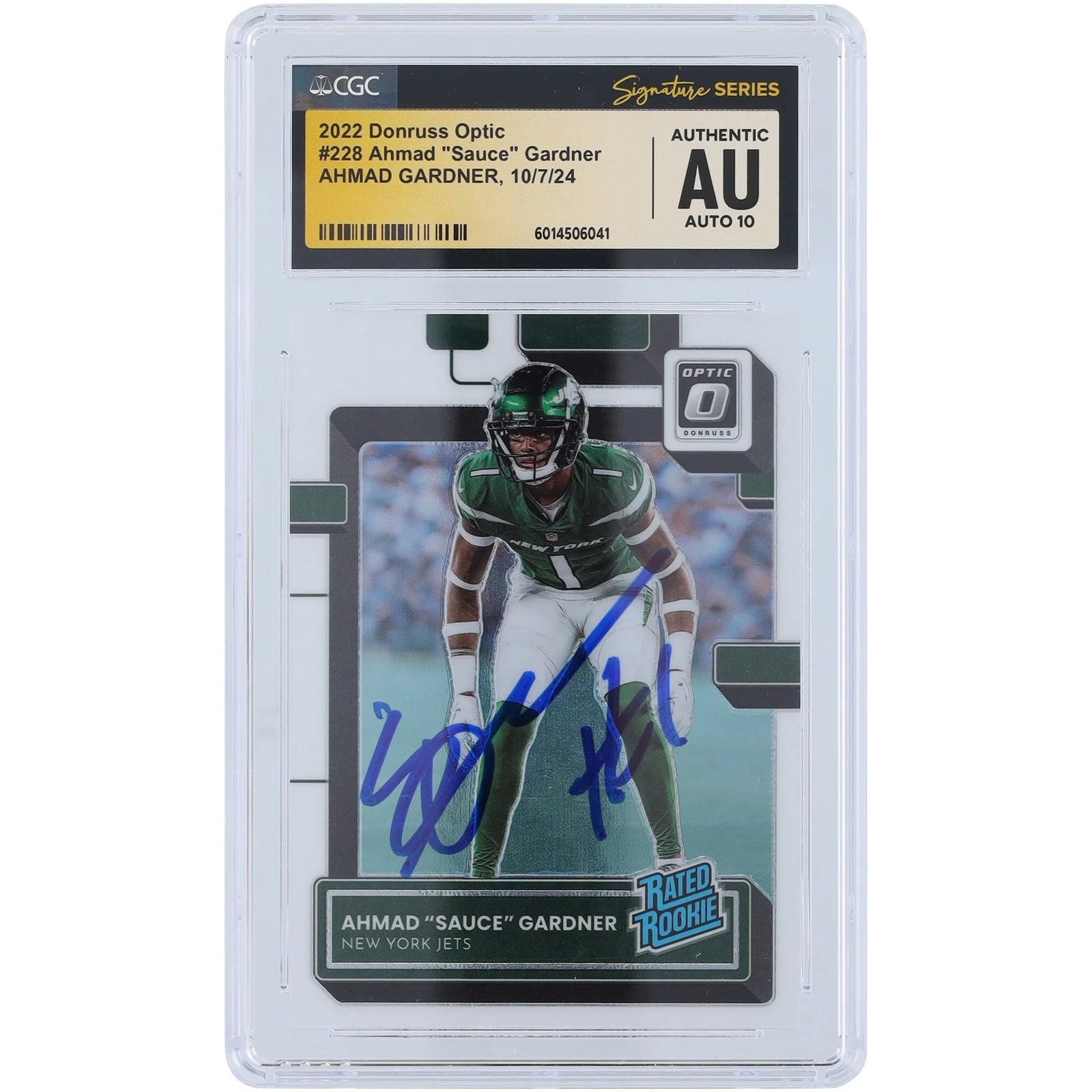 Ahmad Sauce Gardner New York Jets Autographed 2022 Panini Donruss Optic #228 CGC Fanatics Witnessed Authenticated Auto 10 Rookie Card - F2