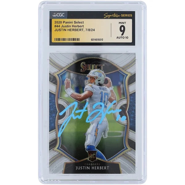 Justin Herbert Signed 2020 Panini Select Rookie #44 Card | CGC 9
