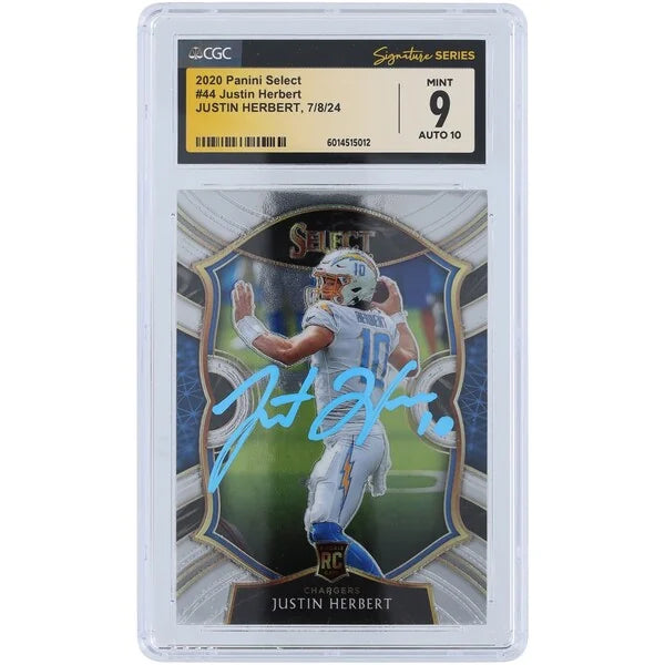 Justin Herbert Signed 2020 Panini Select Rookie #44 Card | CGC 9