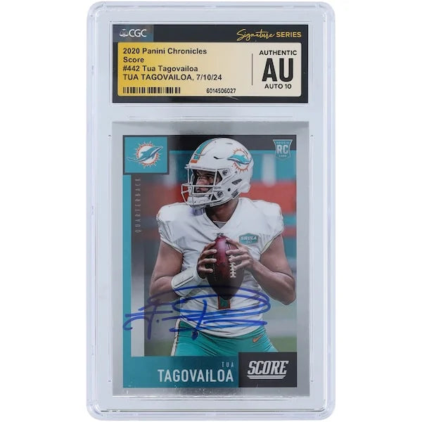 Tua Tagovailoa Signed 2020 Panini Chronicles Score #442 Rookie Card | CGC Auto 10