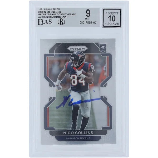 Nico Collins Signed 2021 Panini Prizm #360 Rookie Card | Graded 9