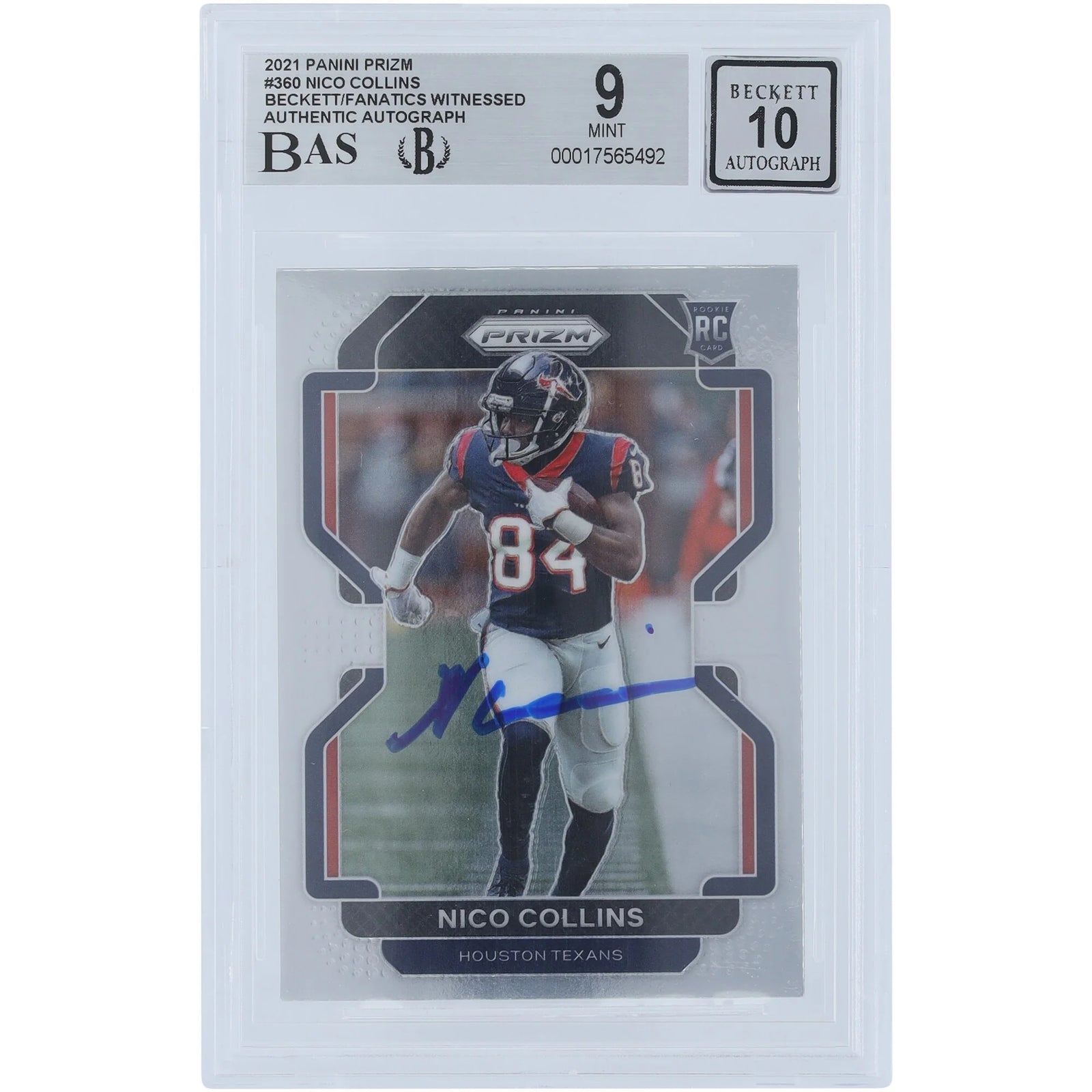 Nico Collins Signed 2021 Panini Prizm #360 Rookie Card | Graded 9