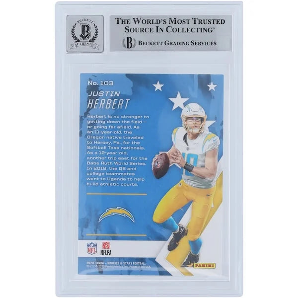 Justin Herbert Signed 2020 Panini Rookies & Stars #103 | Graded 9