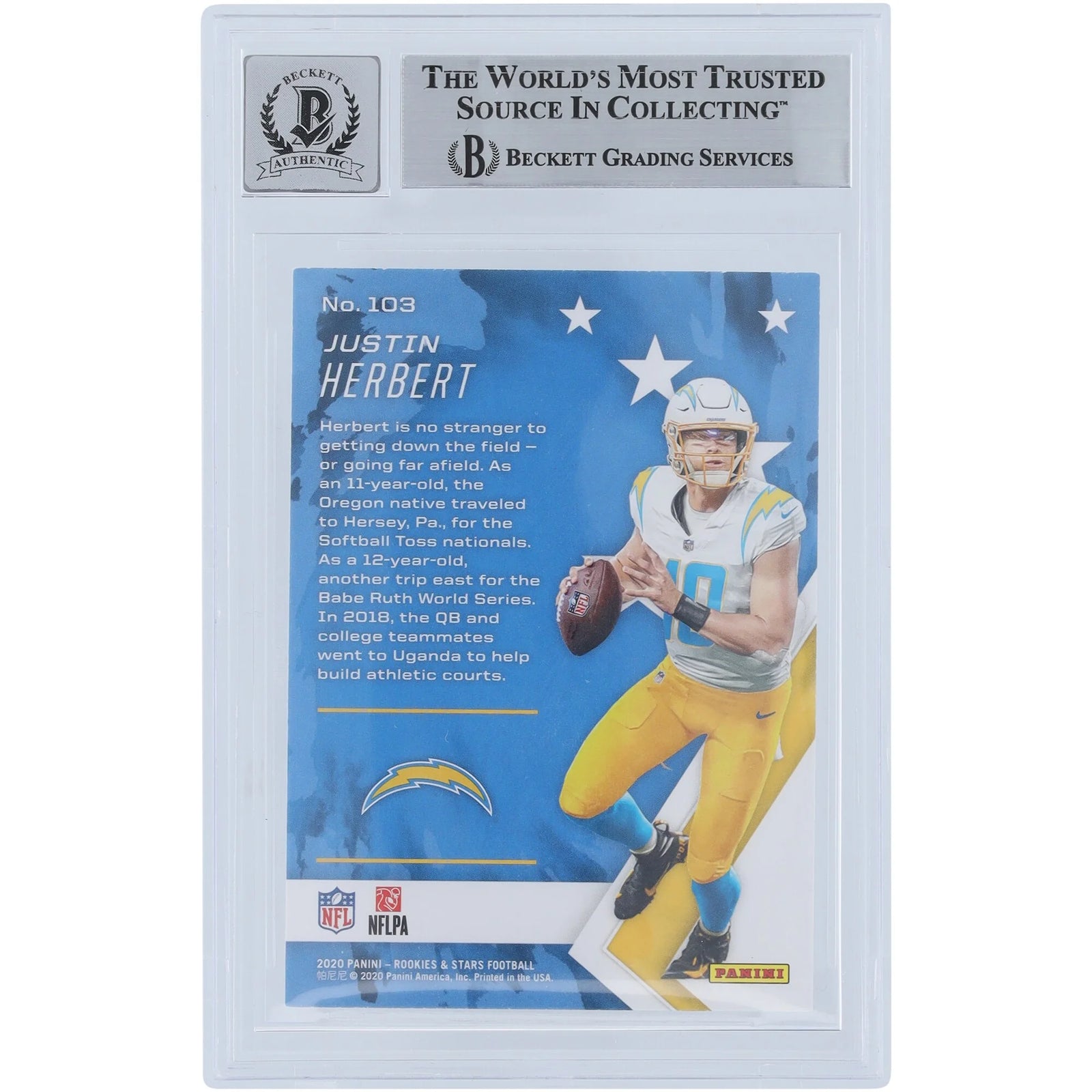 Justin Herbert Signed 2020 Panini Rookies & Stars #103 | Graded 9