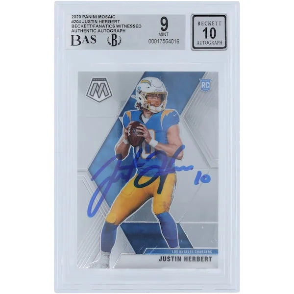 Justin Herbert Signed 2020 Panini Mosaic Rookie Card #204 | Graded 9
