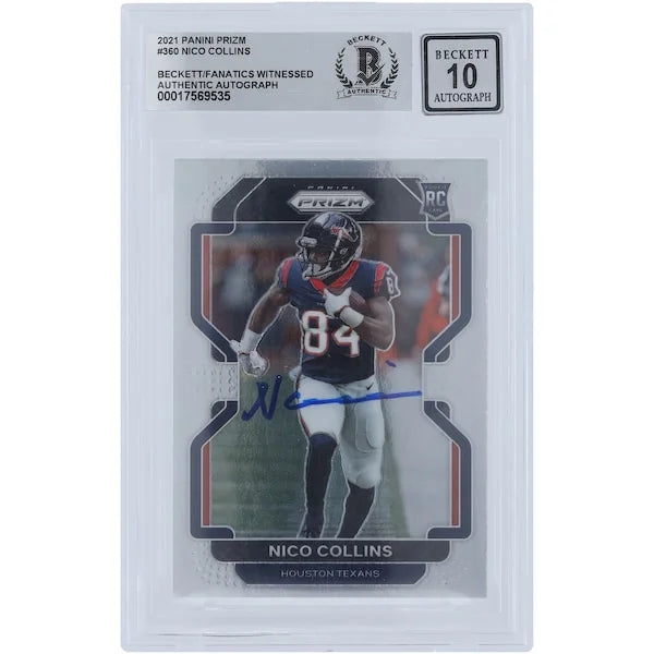 Nico Collins Signed 2021 Panini Prizm #360 Rookie Card | Beckett 10