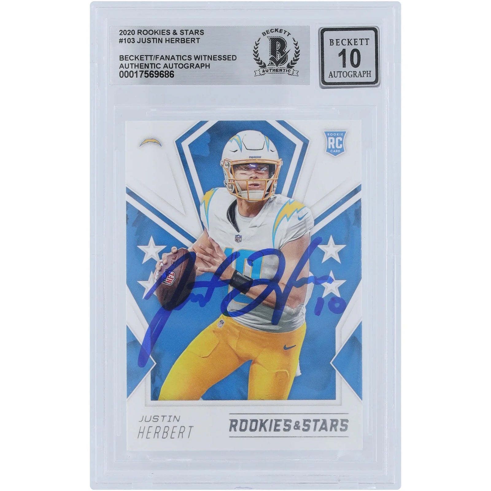 Justin Herbert Signed 2020 Panini Rookies & Stars #103 | Graded 10