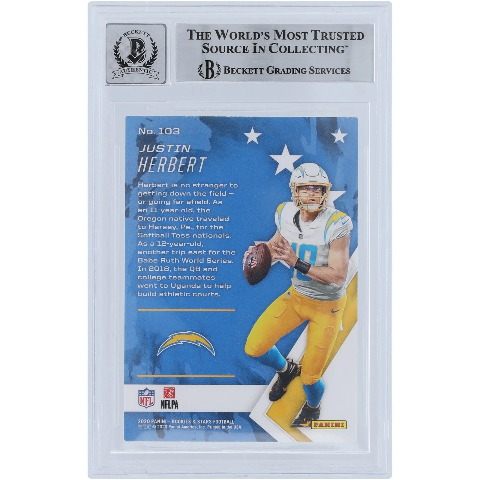 Justin Herbert Signed 2020 Panini Rookies & Stars #103 | Graded 10