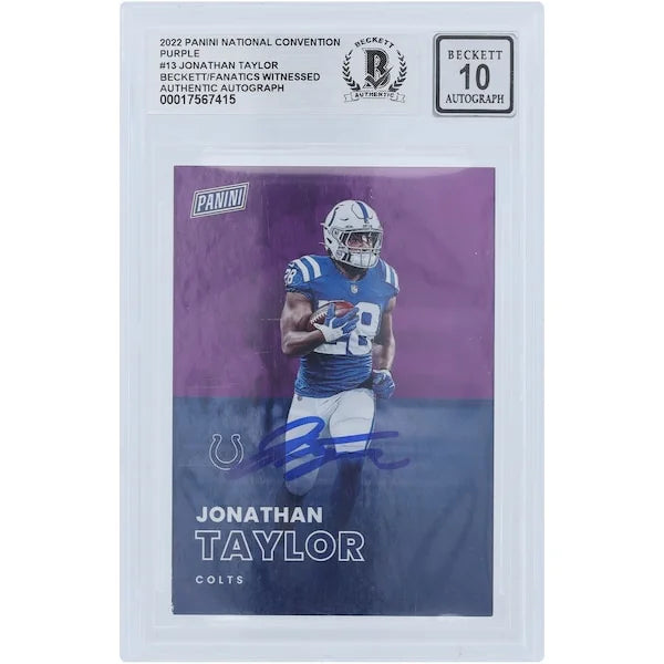 Jonathan Taylor Signed 2022 Panini National Convention Purple #13 Card | Graded 10