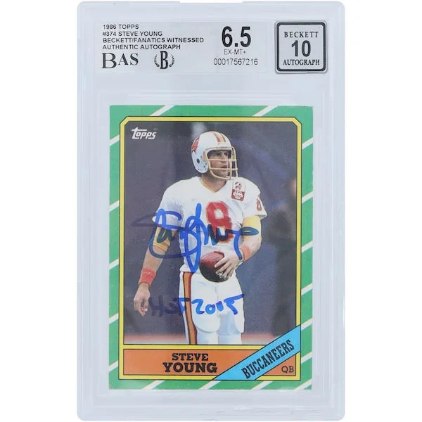 2005 Steve Young Signed 1986 Topps #374 Rookie Card | Beckett 6.5