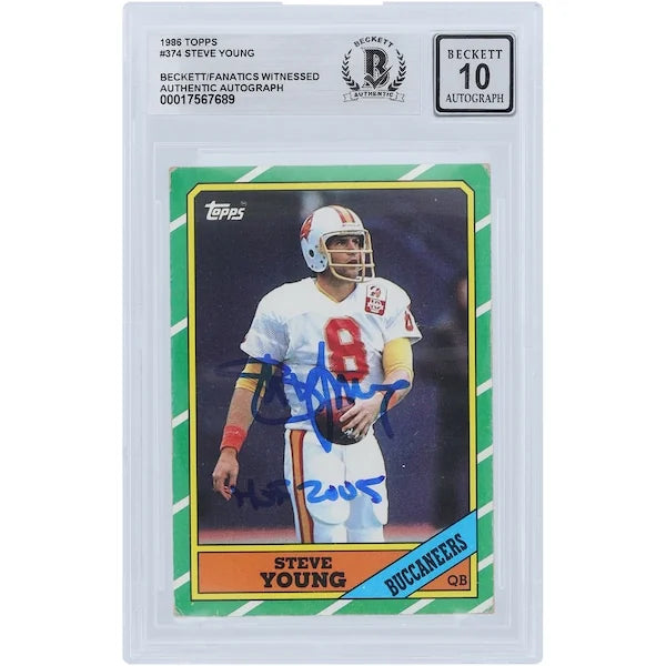 Steve Young Signed 1986 Topps #374 Rookie Card | Beckett Graded 10 HOF 2005