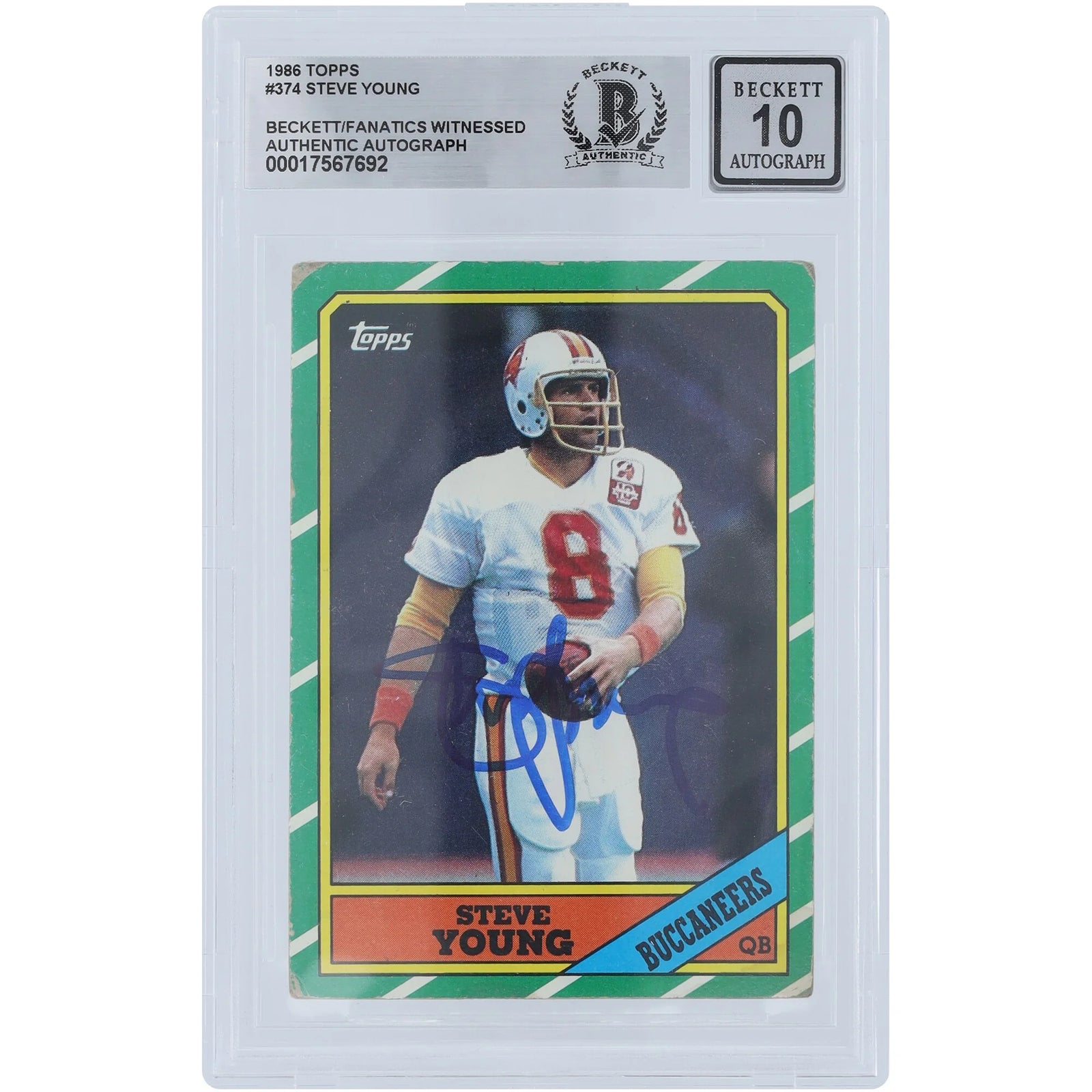 Steve Young Signed 1986 Topps #374 Rookie Card | Buccaneers