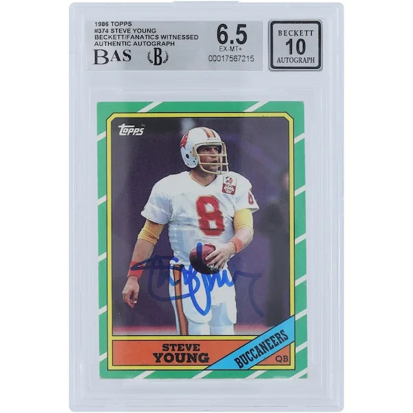 Steve Young Signed 1986 Topps #374 Rookie Card | Beckett 6.5