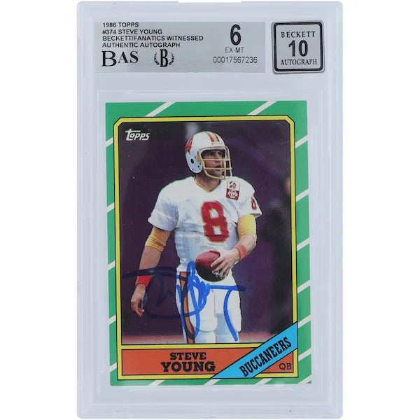 Steve Young Signed 1986 Topps #374 Rookie Card | Beckett 6/10