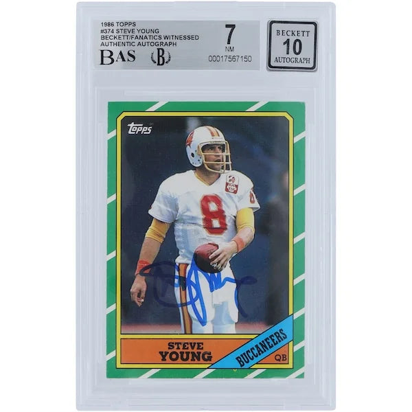 Steve Young Signed 1986 Topps #374 Rookie Card | Beckett Graded 7