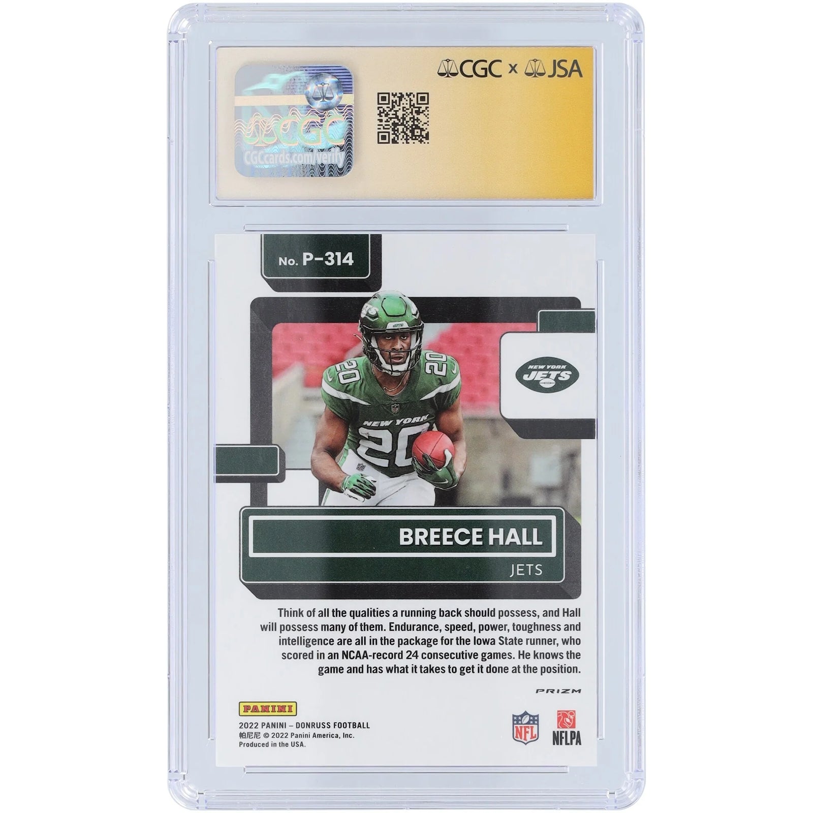 Breece Hall Signed 2022 Panini Donruss Optic Rookie Card | CGC 9