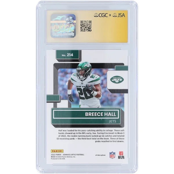 Breece Hall Signed 2022 Panini Donruss Optic Holo Rookie Card #214 | CGC 9